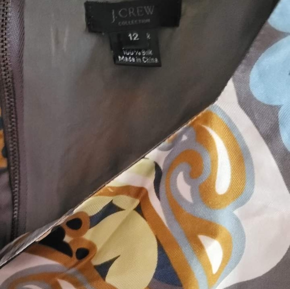 J.Crew Collection Paisley Shift Silk Dress Sz 12 EUC - Picture 3 of 4